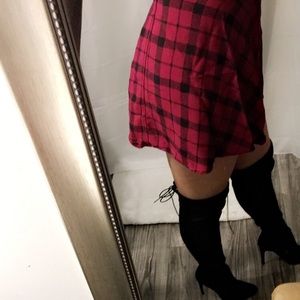 Red and black plaid skirt